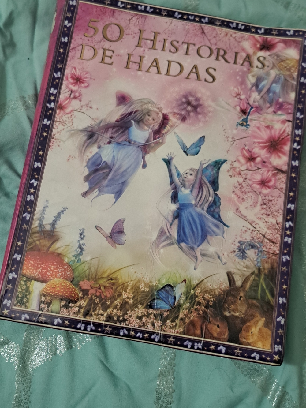 50 Historias de Hadas Illustrated Fairy Storybook - Pink & Blue Cover